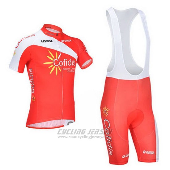 2013 Cycling Jersey Cofidis Red Short Sleeve and Bib Short